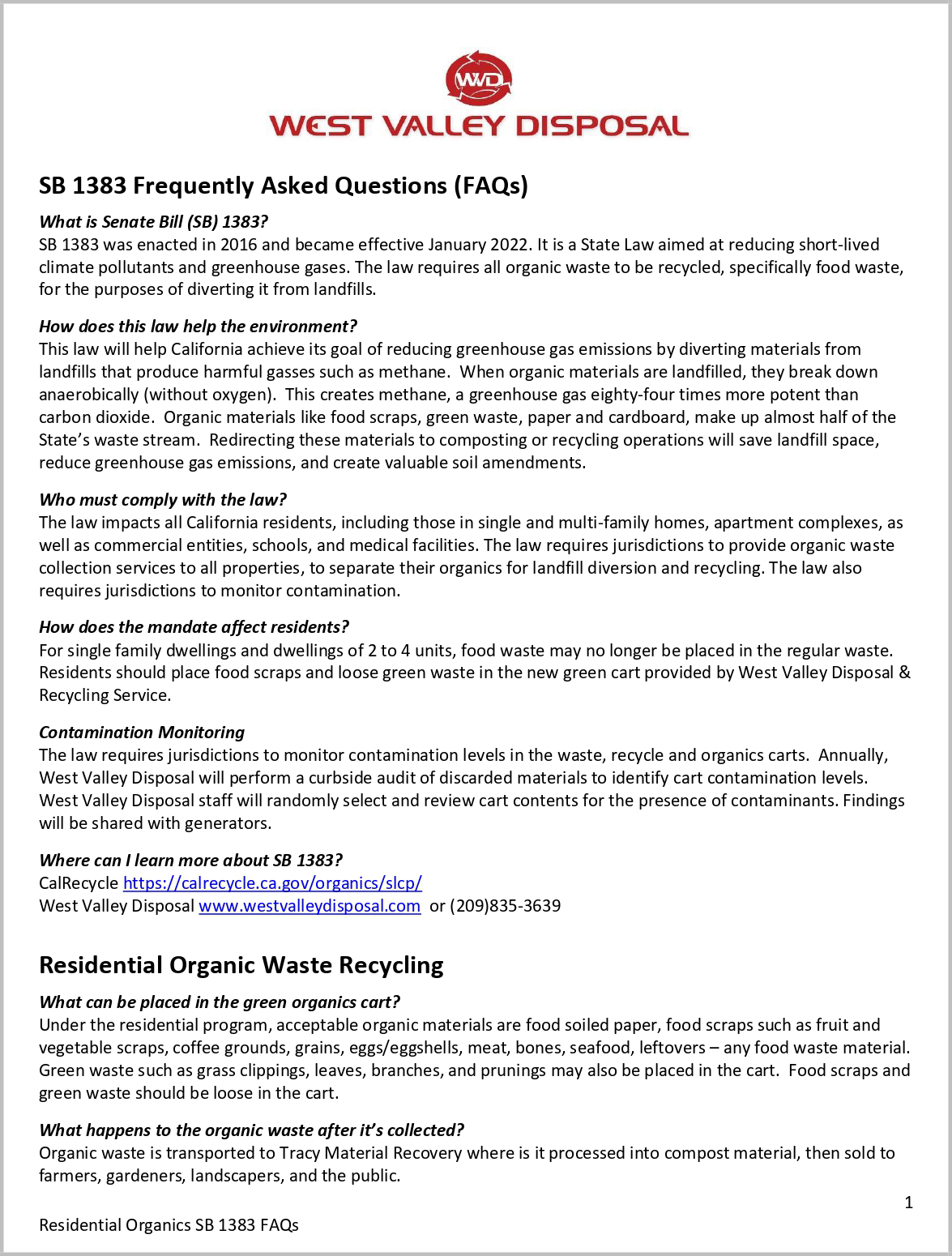 SB 1383 Short Lived Climate Pollutants – part1